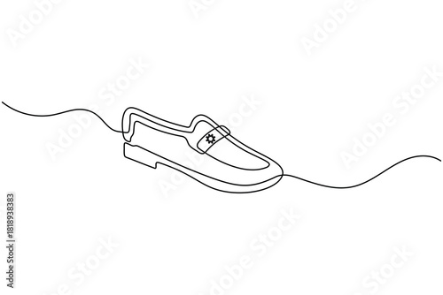 Continuous line drawing formal shoe with gear symbol design. vector illustration