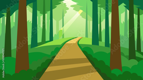 Green Forest Pathway Vector 