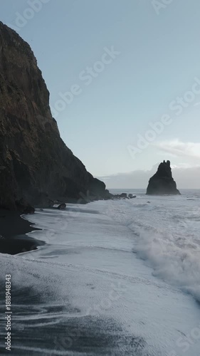 Reynisfjara Black Sand Beach and Basalt Cliffs, Iceland