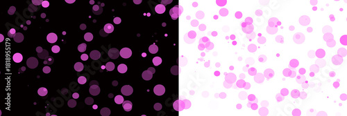 Large purple bokeh lights on white and black background for event design.