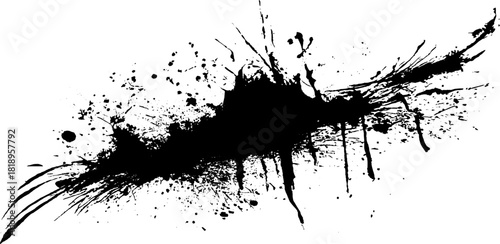 Black ink splatter with fog shape for creative design and grunge art projects