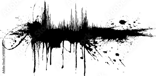 Abstract black ink splatter horizon line for grunge design