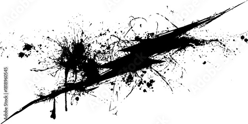 Dynamic lightning silhouette with black ink splatter for creative design