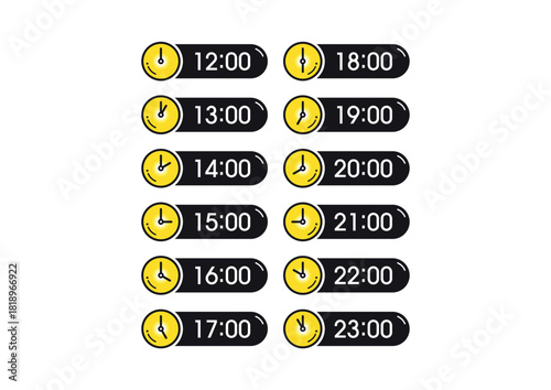 Twelve step time zones. Twelve option analog time zones concept