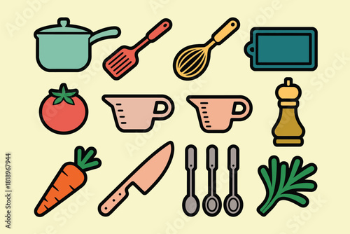 Vector illustration of fitness and gym equipment collection with dumbbells, yoga mat, jump rope, smartwatch, and water bottle, isolated on white