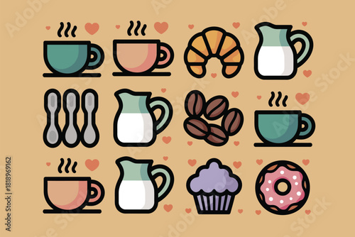 Vector illustration of personal hygiene and beauty products for daily selfcare, including toiletries, cosmetics, and grooming items, isolated on