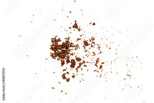 Scattered cookie crumbs with rough texture and irregular shapes, isolated vector elements for food design, baking ads, or snack packaging