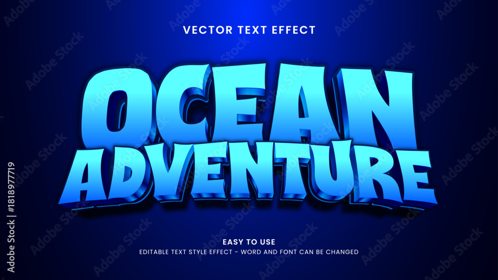 Obraz premium ocean adventure editable text effect 3d
