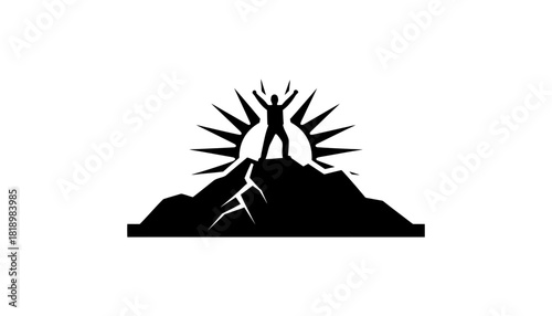 Mountain climber success silhouette achievement peak adventure