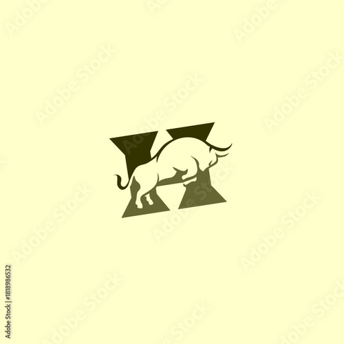 A powerful bull forming a bold letter monogram logo, designed with strong lines and dynamic energy. Ideal for sports teams, steak brands, finance firms, and tough identity designs.