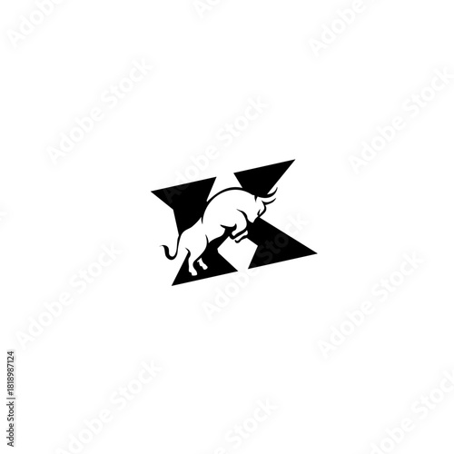 A powerful bull forming a bold letter monogram logo, designed with strong lines and dynamic energy. Ideal for sports teams, steak brands, finance firms, and tough identity designs.