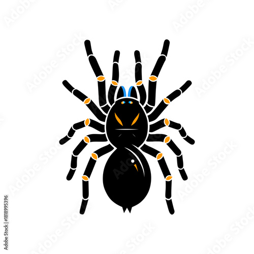Stylized Black Tarantula Spider Vector Logo Illustration