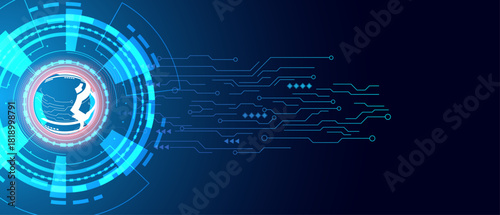 Global network data transfer cyber security futuristic globe abstract digital connection blue background science