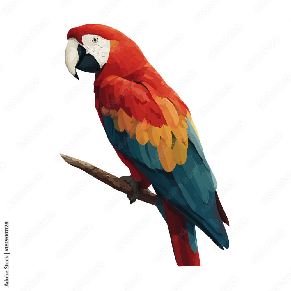 Naklejka premium Minimal 2D flat vector of a Macaw, icon-style illustration on a white background