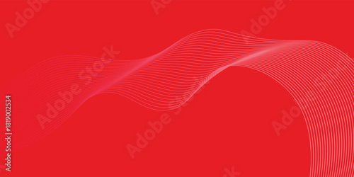 Abstract background with lines and waves. Medium banner size. Element for design. Vector background for brochure, booklet, flyer, poster. Red and white gradient. Love, Valentine's Day