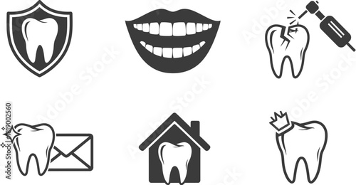 Set of dental care and tooth icon collection
