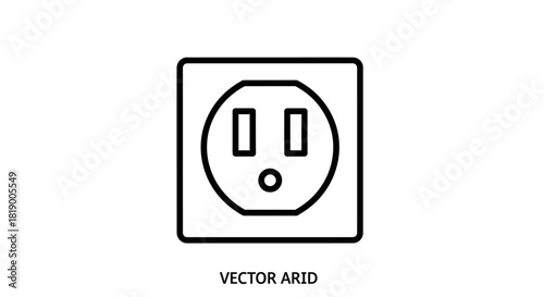 Black and white line art icon of a North American electrical power outlet, commonly used for plugging in electronic devices.