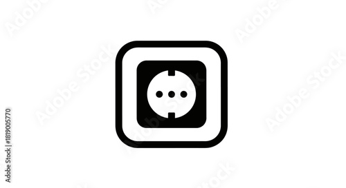 A close-up view of a black and white electrical outlet, a power socket, isolated on white.