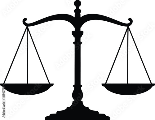 Justice scales symbol isolated on white for law, balance, equity
