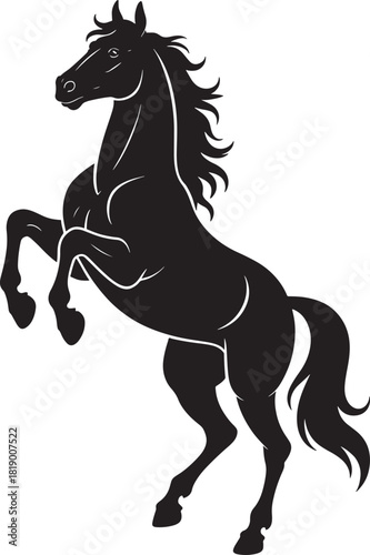 Majestic black horse rearing up powerful silhouette of an equine spirit