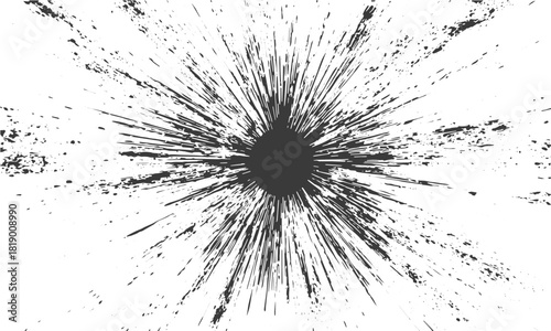 Abstract explosion radial burst ink splatter dynamic background Black ink splatter abstract burst energetic visual background