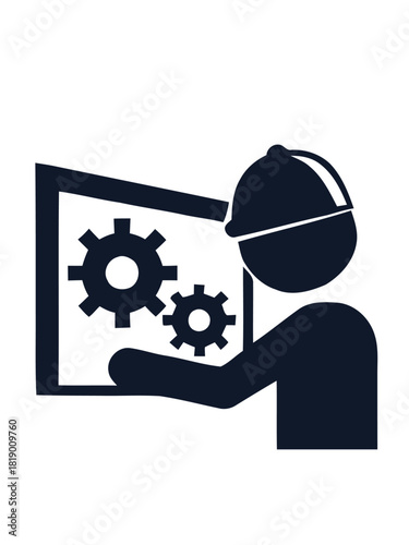 Engineer with Blueprint Icon A Symbol of Technical Skill and Precision