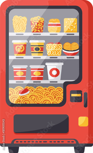 Flat Design Instant Noodle Vending Machine Icon
