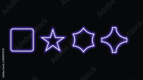 Star Vector Luminous Purple Neon Geometric Shapes on Black 