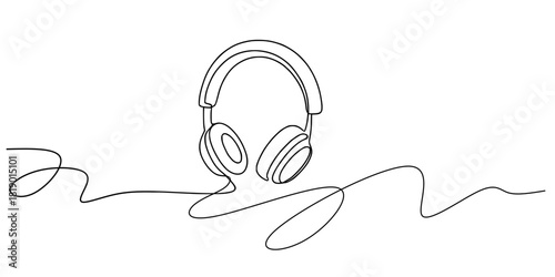 Sound in a Single Stroke, A continuous line drawing of over-ear headphones with elegant curves