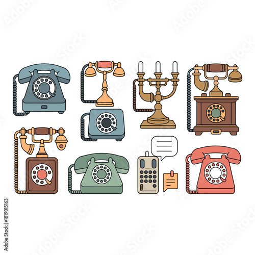 Collection of vintage and antique telephones