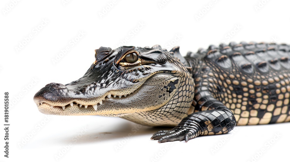 Naklejka premium Fierce Alligator on White Background