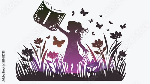 A solitary female figure is depicted in a dynamic composition her silhouette standing against a vibrant backdrop conveying a sense of presence and individuality in a modern artistic style