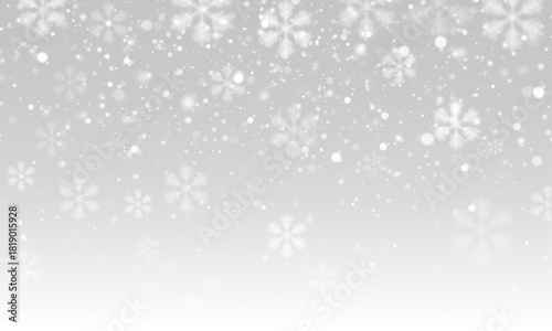 PNG falling snow on transparent background with light snowfall and snowflakes bokeh lights