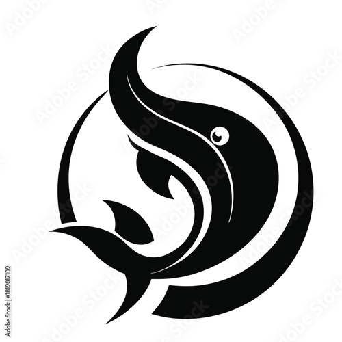 Tribal fish and angel vector illustration icons for tattoo design or marine animal logo