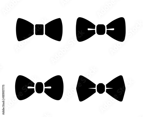 4 Bow tie illustration icons, transparent background