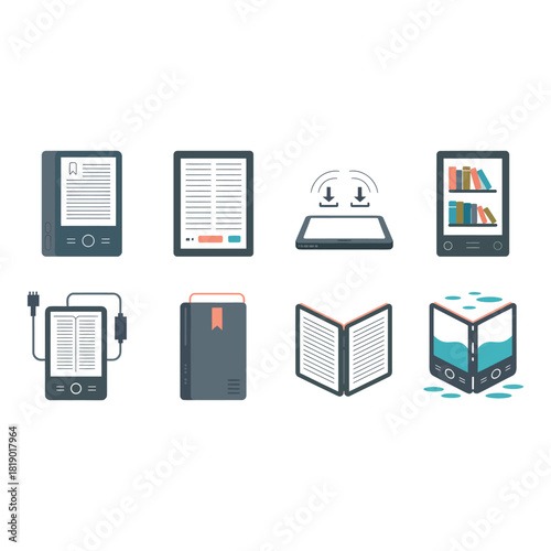 Collection of modern e readers and digital devices