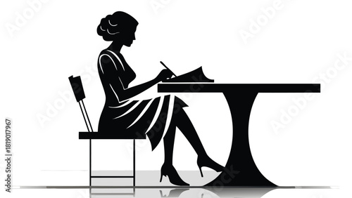 Dynamic composition featuring a stylized silhouette of a woman in an elegant pose suitable for artistic and design applications