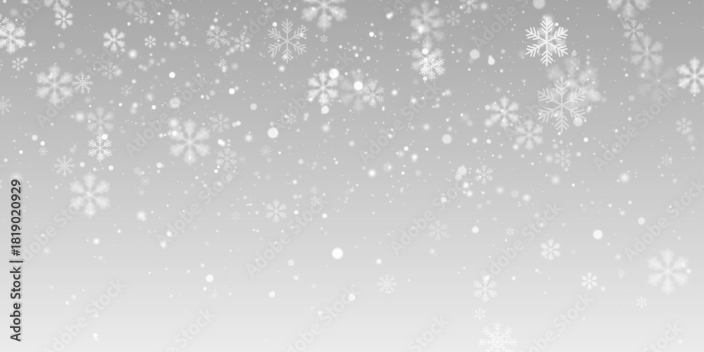 Fototapeta premium PNG falling snow on transparent background with light snowfall and snowflakes bokeh lights