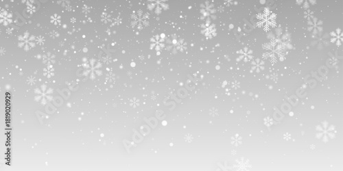 PNG falling snow on transparent background with light snowfall and snowflakes bokeh lights