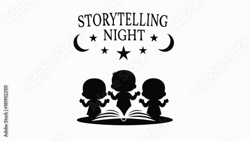 Whimsical flat vector illustration of a magical night scene with elements of storytelling and wonder perfect for children s books and fantasy themes
