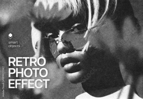 Retro Halftone Photo Effect Mockup