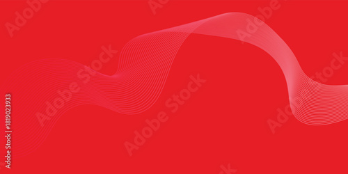 Abstract background with lines and waves. Medium banner size. Element for design. Vector background for brochure, booklet, flyer, poster. Red and white gradient. Love, Valentine's Day