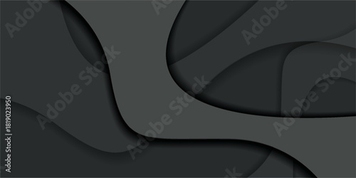 Dark Gray Abstract Layers with Smooth Wavy Edges and Subtle Shadows.