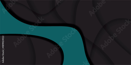 Abstract teal flowing wave with dark geometric textured background modern minimalist design.