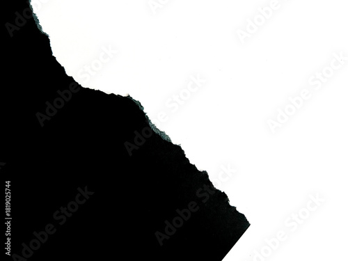 Black Torn Paper Edge Texture on White Background