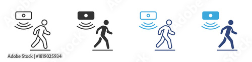 Motion Sensor icon set, Movement Detection System, Automated Security and Activity Monitoring concept icon, vector illustration.