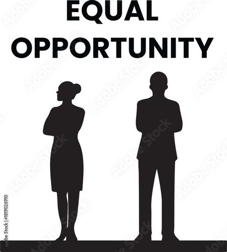 Equal Opportunity Vector Illustration – Gender Equality and Diversity in the Workplace Silhouette