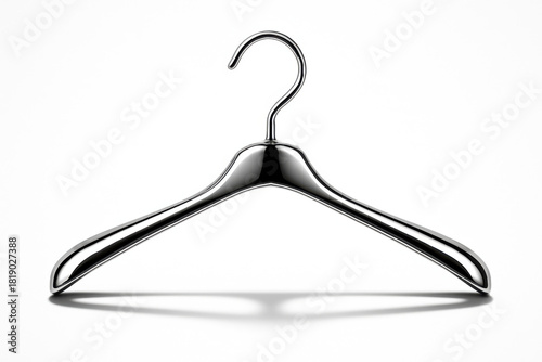 Chrome metal clothes hanger creating a minimalist fashion concept