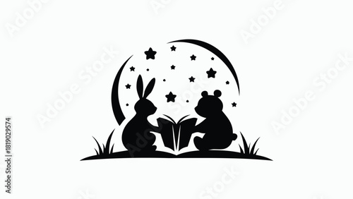 Charming flat vector illustration featuring two adorable whimsical animals in a playful colorful scene perfect for children s designs and creative projects