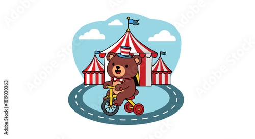 Circus Bear on Tricycle A Whimsical Performance.